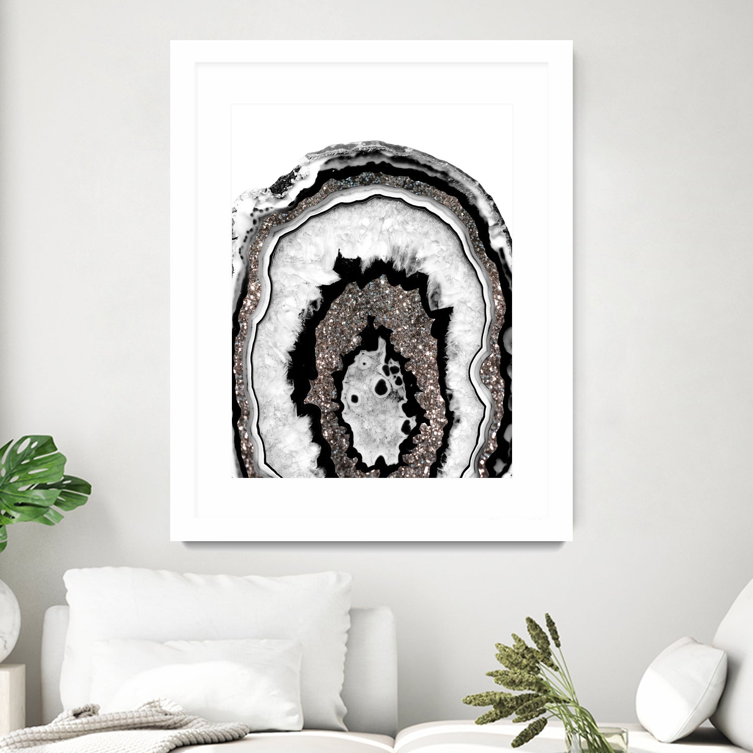 Gray Black White Agate with Silver Glitter #1a #gem #decor by Anita & Bella Jantz on GIANT ART - gray photo illustration