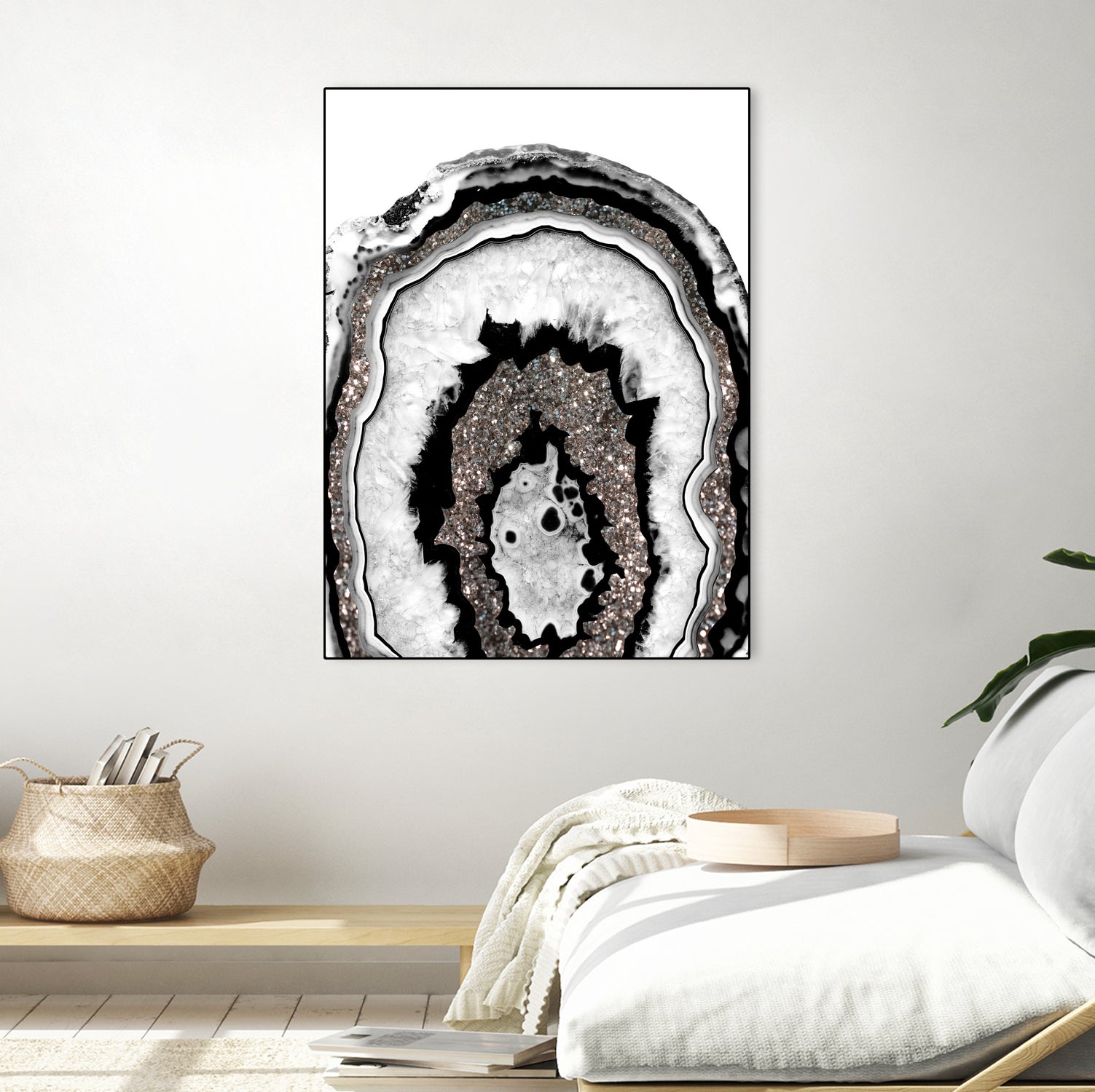 Gray Black White Agate with Silver Glitter #1a #gem #decor by Anita & Bella Jantz on GIANT ART - gray photo illustration