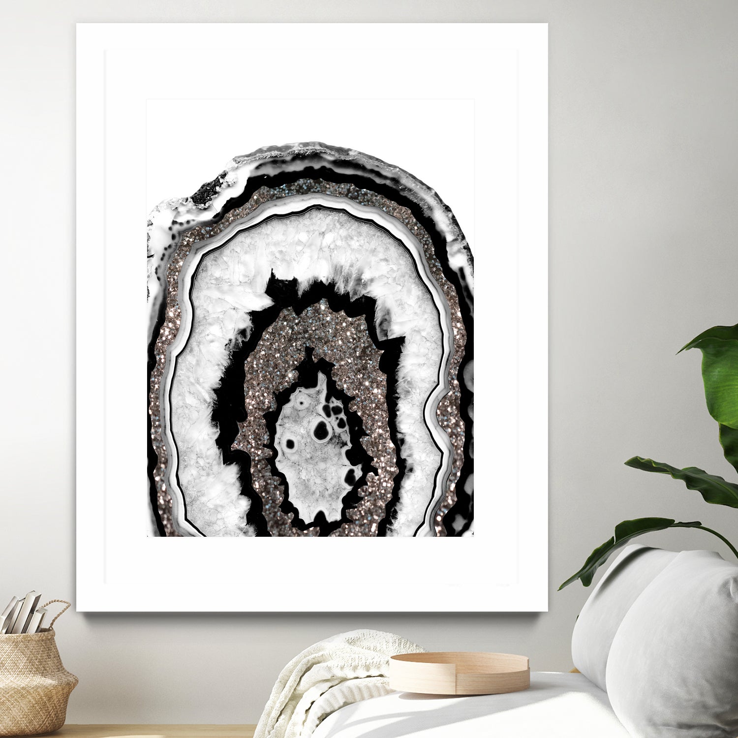 Gray Black White Agate with Silver Glitter #1a #gem #decor by Anita & Bella Jantz on GIANT ART - gray photo illustration