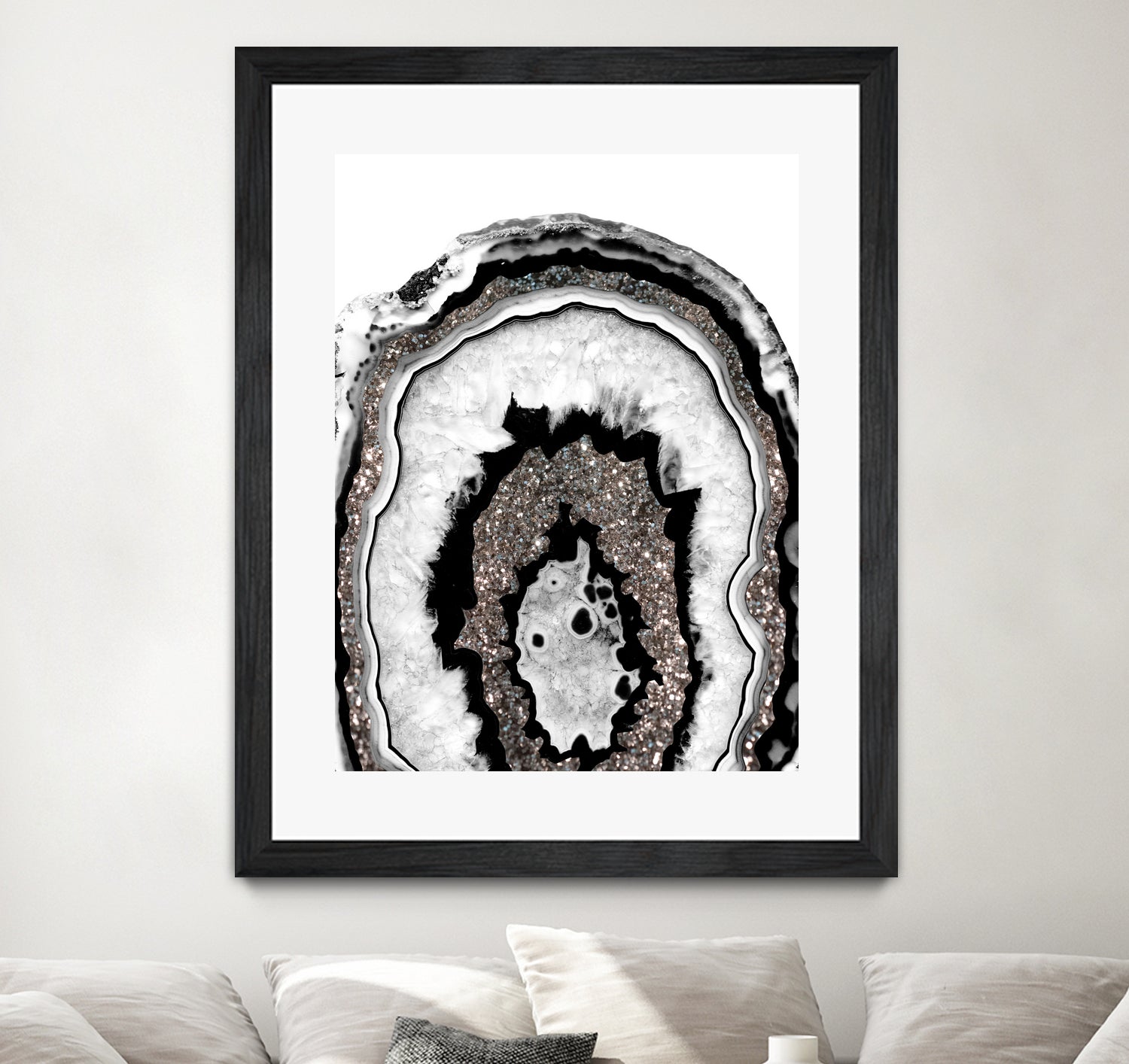 Gray Black White Agate with Silver Glitter #1a #gem #decor by Anita & Bella Jantz on GIANT ART - gray photo illustration