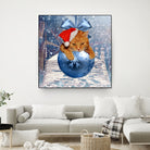 Christmas Cat and Snow by Erika Kaisersot on GIANT ART - blue photo illustration