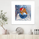 Christmas Cat and Snow by Erika Kaisersot on GIANT ART - blue photo illustration