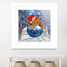 Christmas Cat and Snow by Erika Kaisersot on GIANT ART - blue photo illustration