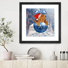 Christmas Cat and Snow by Erika Kaisersot on GIANT ART - blue photo illustration