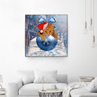 Christmas Cat and Snow by Erika Kaisersot on GIANT ART - blue photo illustration