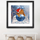 Christmas Cat and Snow by Erika Kaisersot on GIANT ART - blue photo illustration