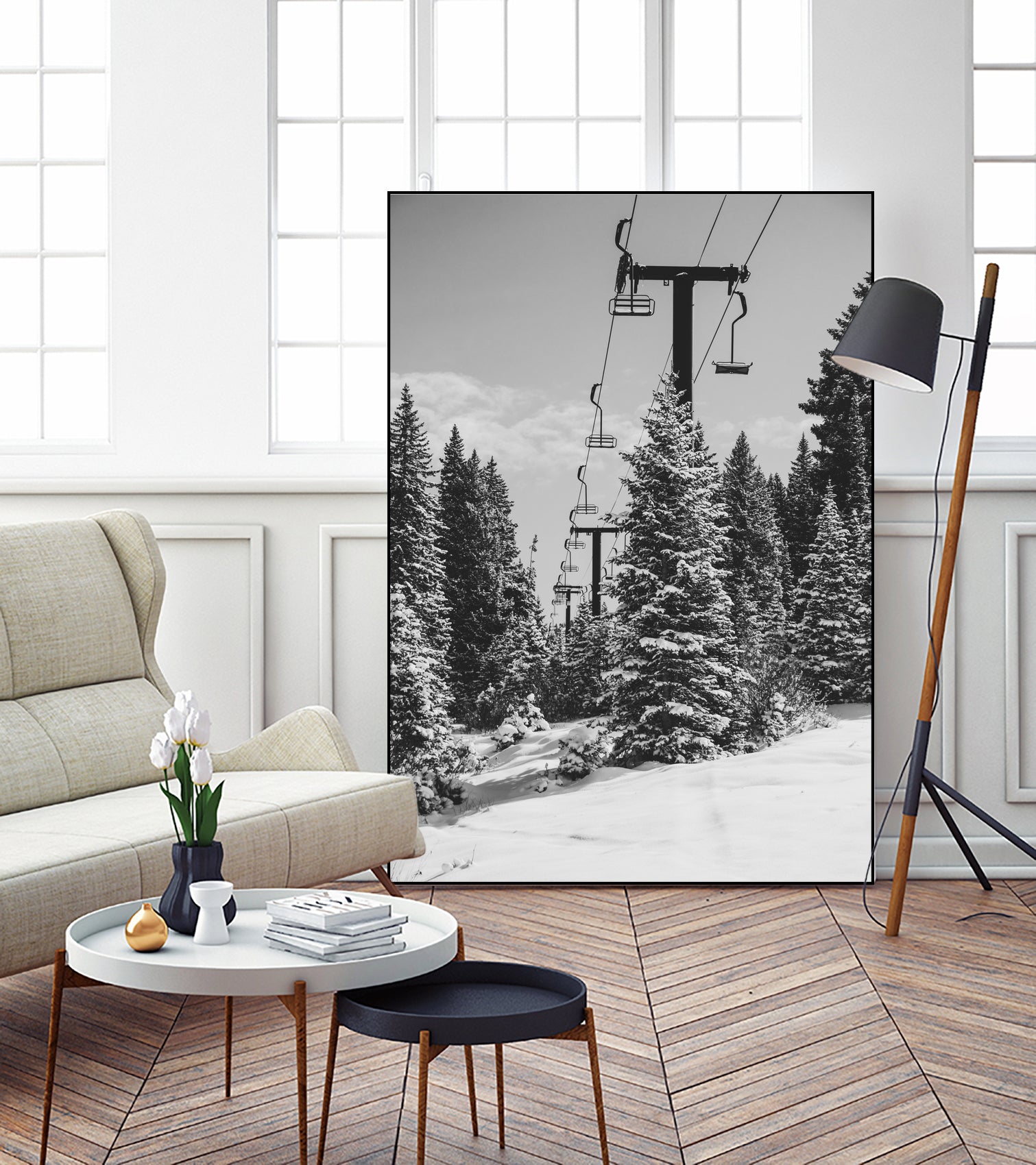 Chairlift to the Top by Alex Tonetti on GIANT ART - gray photo illustration