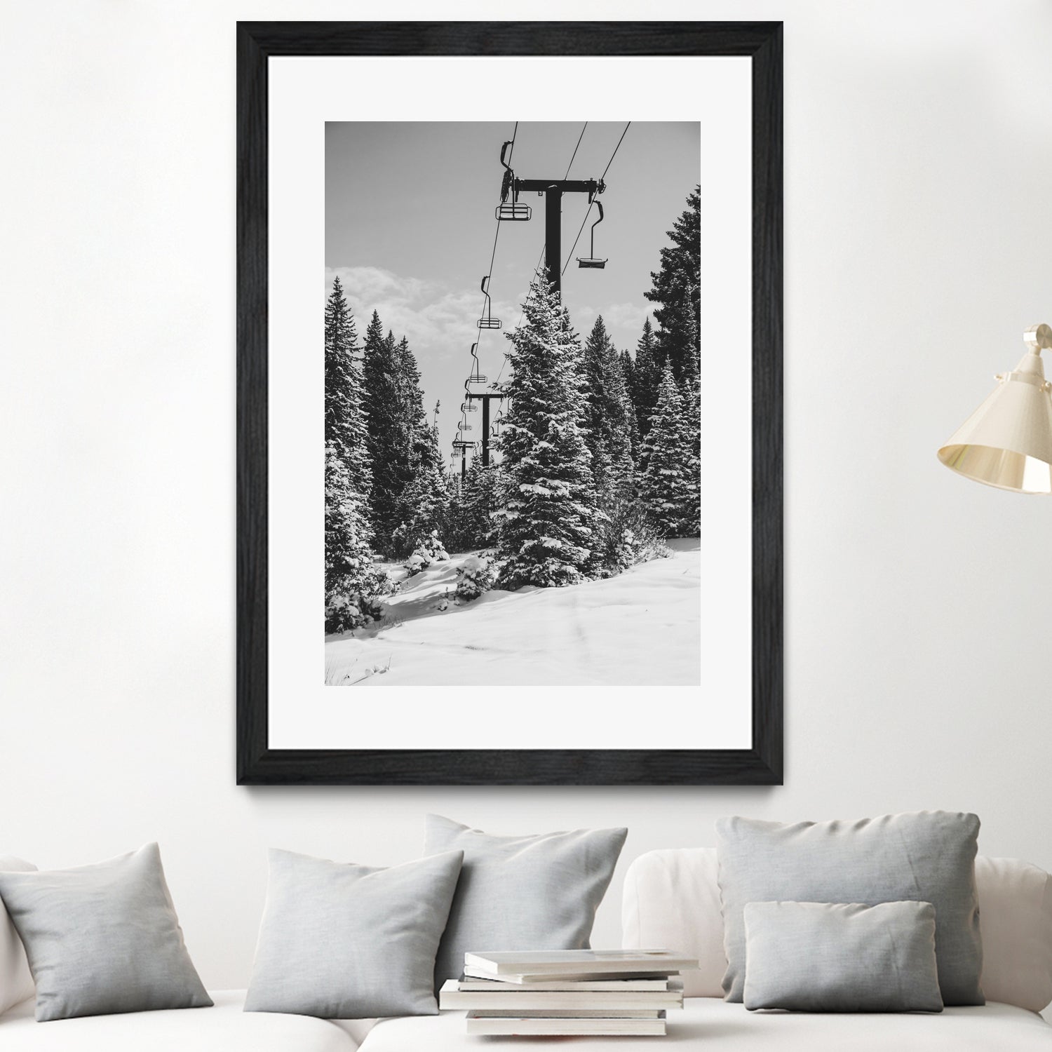 Chairlift to the Top by Alex Tonetti on GIANT ART - gray photo illustration