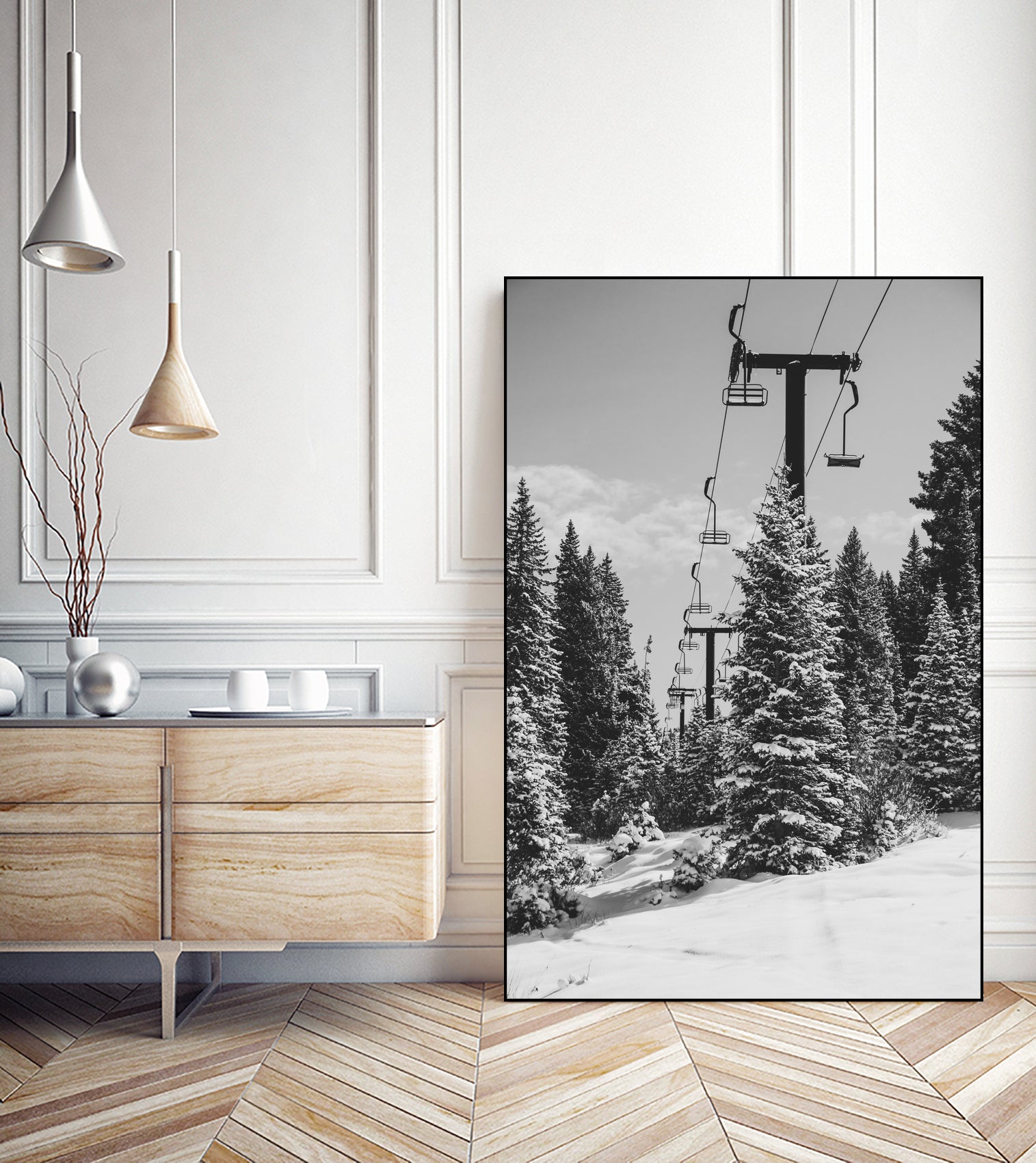 Chairlift to the Top by Alex Tonetti on GIANT ART - gray photo illustration