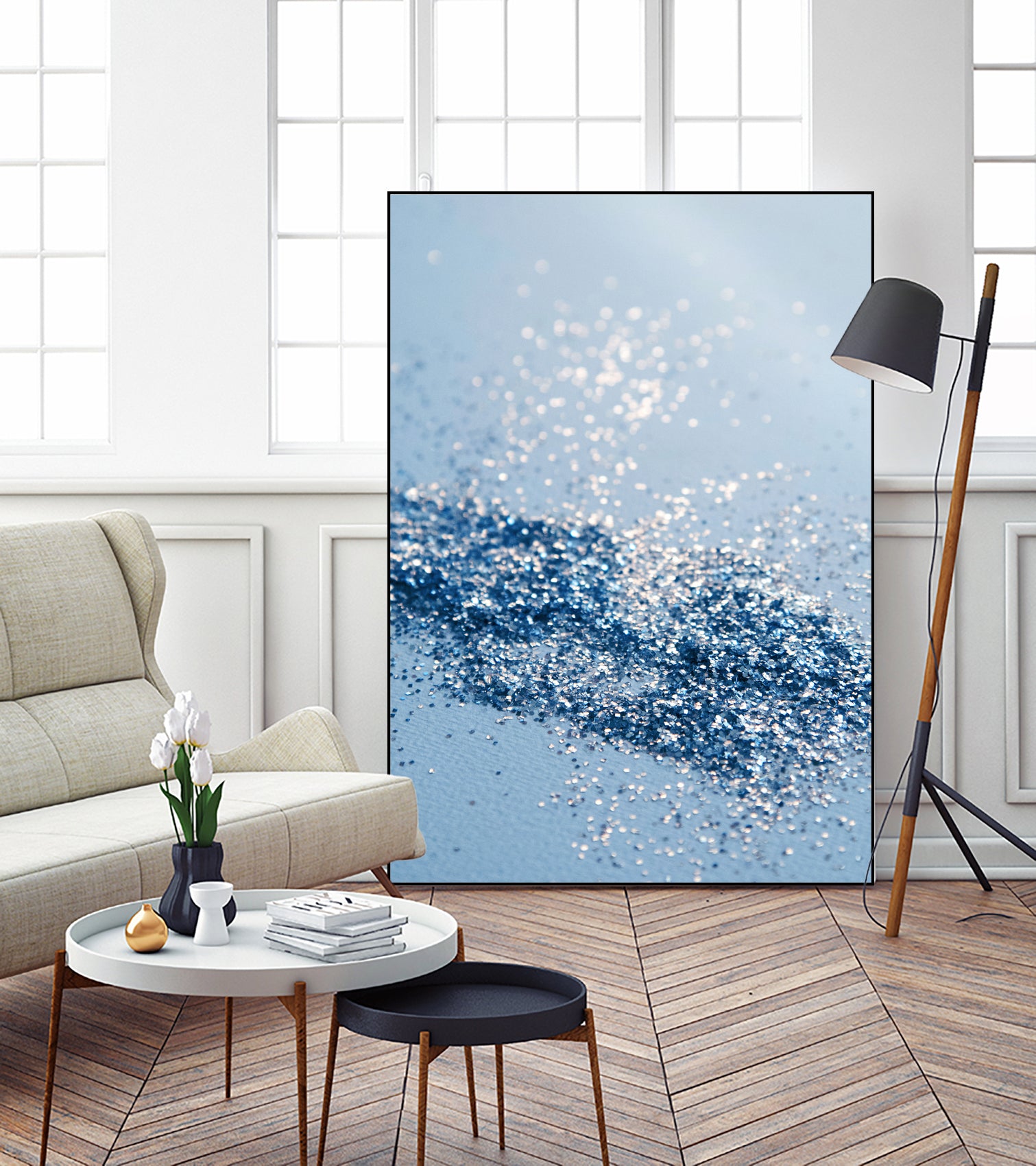 Sparkling Classic Blue Ocean Lady Glitter #1 (Faux Glitter) by Anita & Bella Jantz on GIANT ART - blue photo illustration