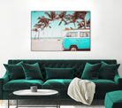 Retro Camper Van on the Beach by Rositsa Raicheva on GIANT ART - blue photo manipulation