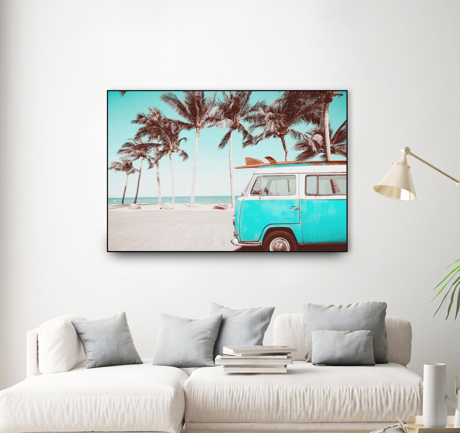 Retro Camper Van on the Beach by Rositsa Raicheva on GIANT ART - blue photo manipulation