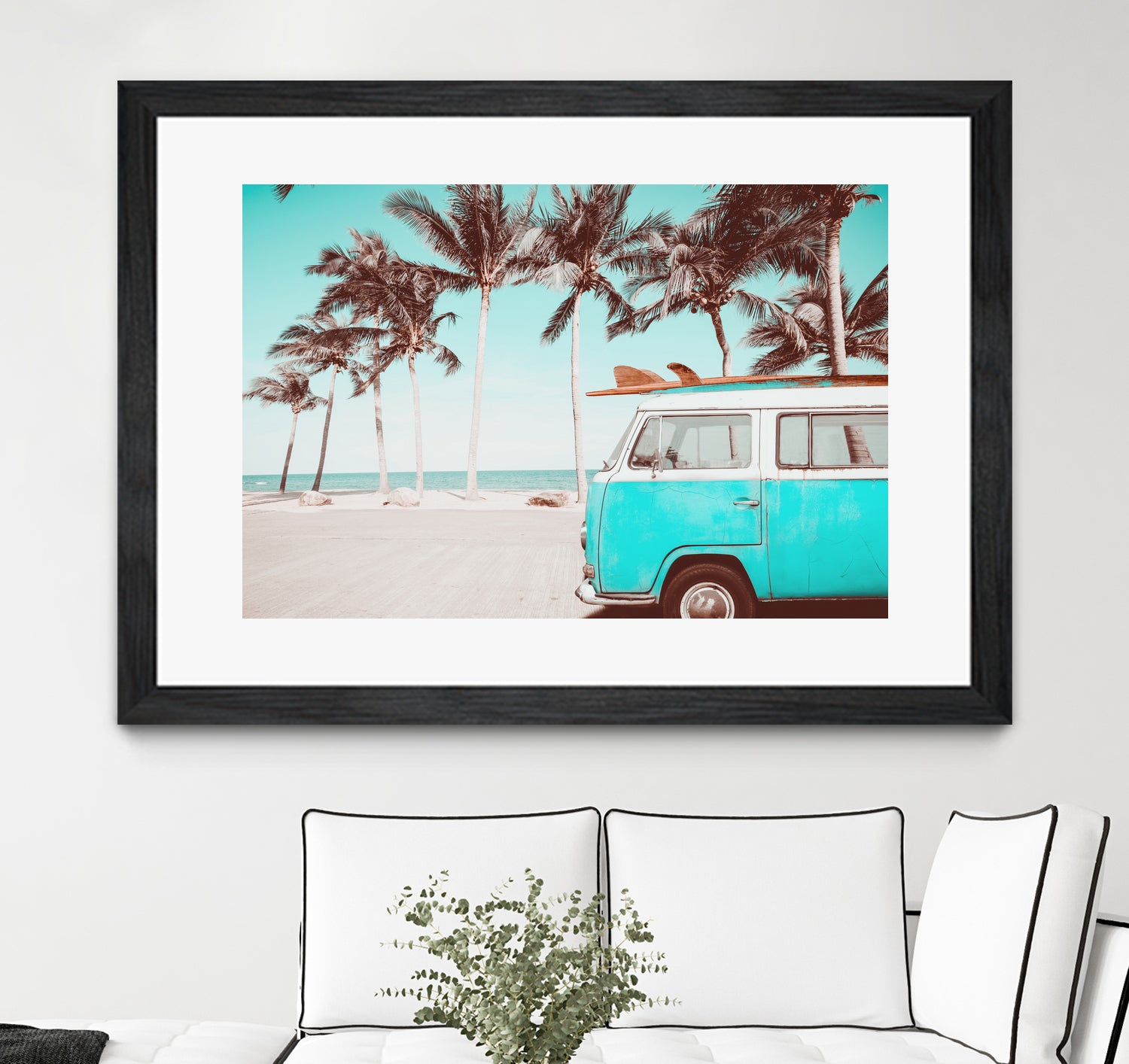 Retro Camper Van on the Beach by Rositsa Raicheva on GIANT ART - blue photo manipulation