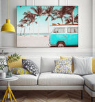 Retro Camper Van on the Beach by Rositsa Raicheva on GIANT ART - blue photo manipulation