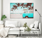 Retro Camper Van on the Beach by Rositsa Raicheva on GIANT ART - blue photo manipulation