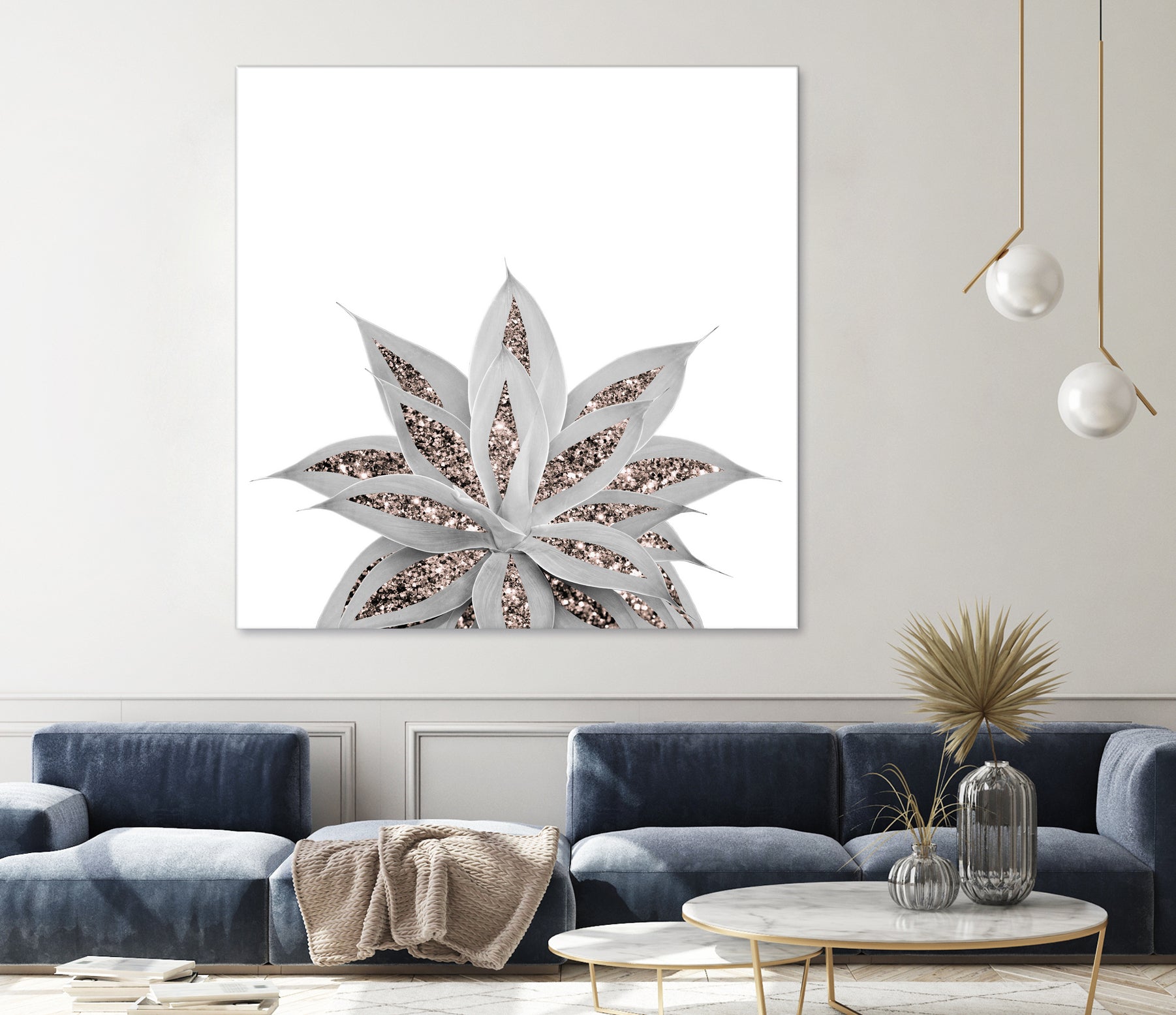 Gray Agave with Rose Gold Glitter #3 #shiny #tropical #decor by Anita & Bella Jantz on GIANT ART - gray photo illustration