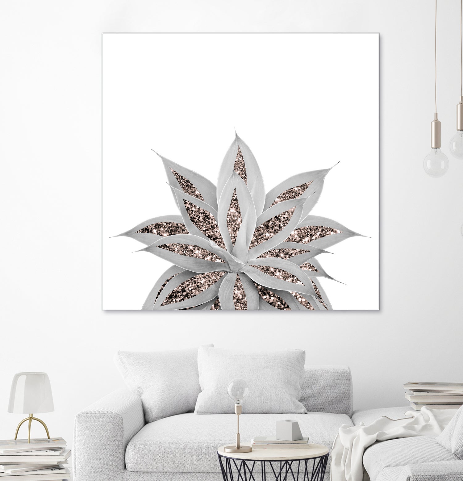 Gray Agave with Rose Gold Glitter #3 #shiny #tropical #decor by Anita & Bella Jantz on GIANT ART - gray photo illustration