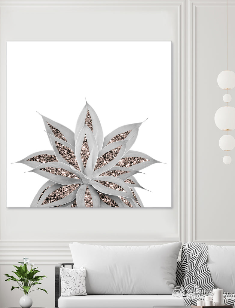 Gray Agave with Rose Gold Glitter #3 #shiny #tropical #decor by Anita & Bella Jantz on GIANT ART - gray photo illustration