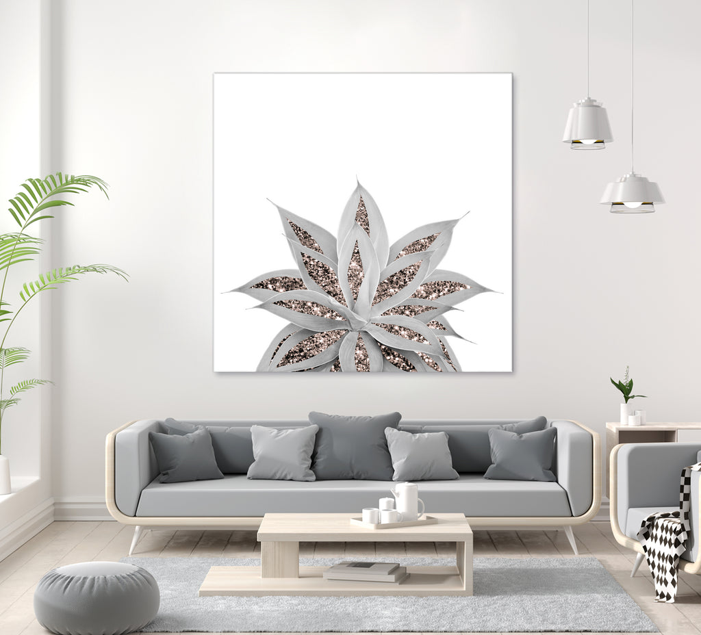 Gray Agave with Rose Gold Glitter #3 #shiny #tropical #decor by Anita & Bella Jantz on GIANT ART - gray photo illustration