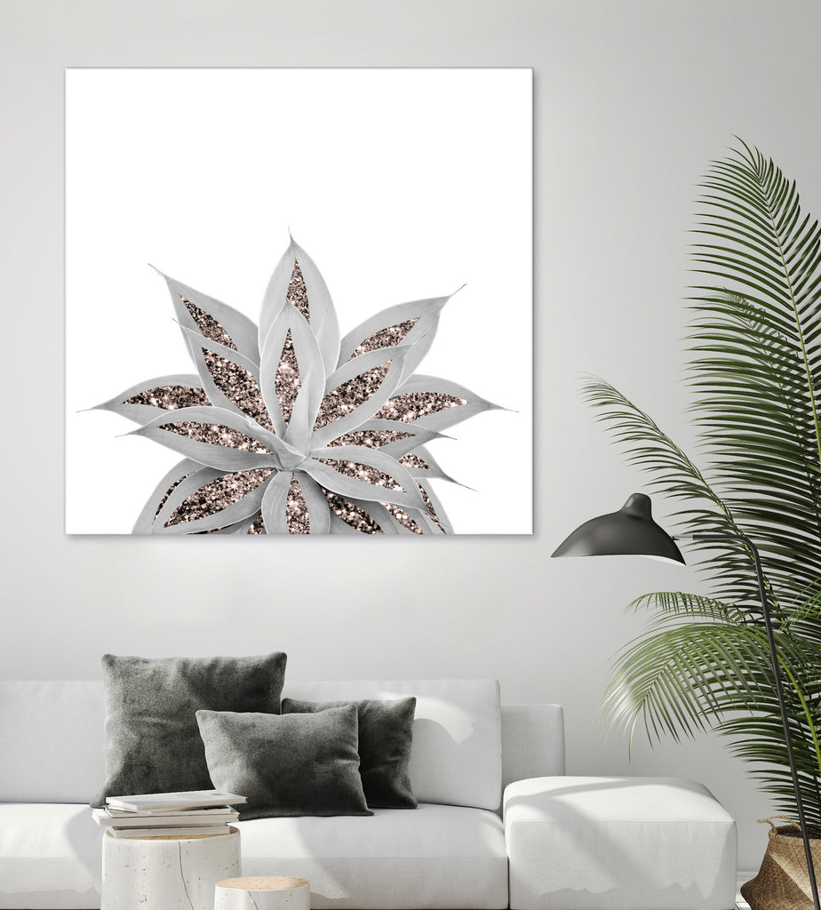 Gray Agave with Rose Gold Glitter #3 #shiny #tropical #decor by Anita & Bella Jantz on GIANT ART - gray photo illustration