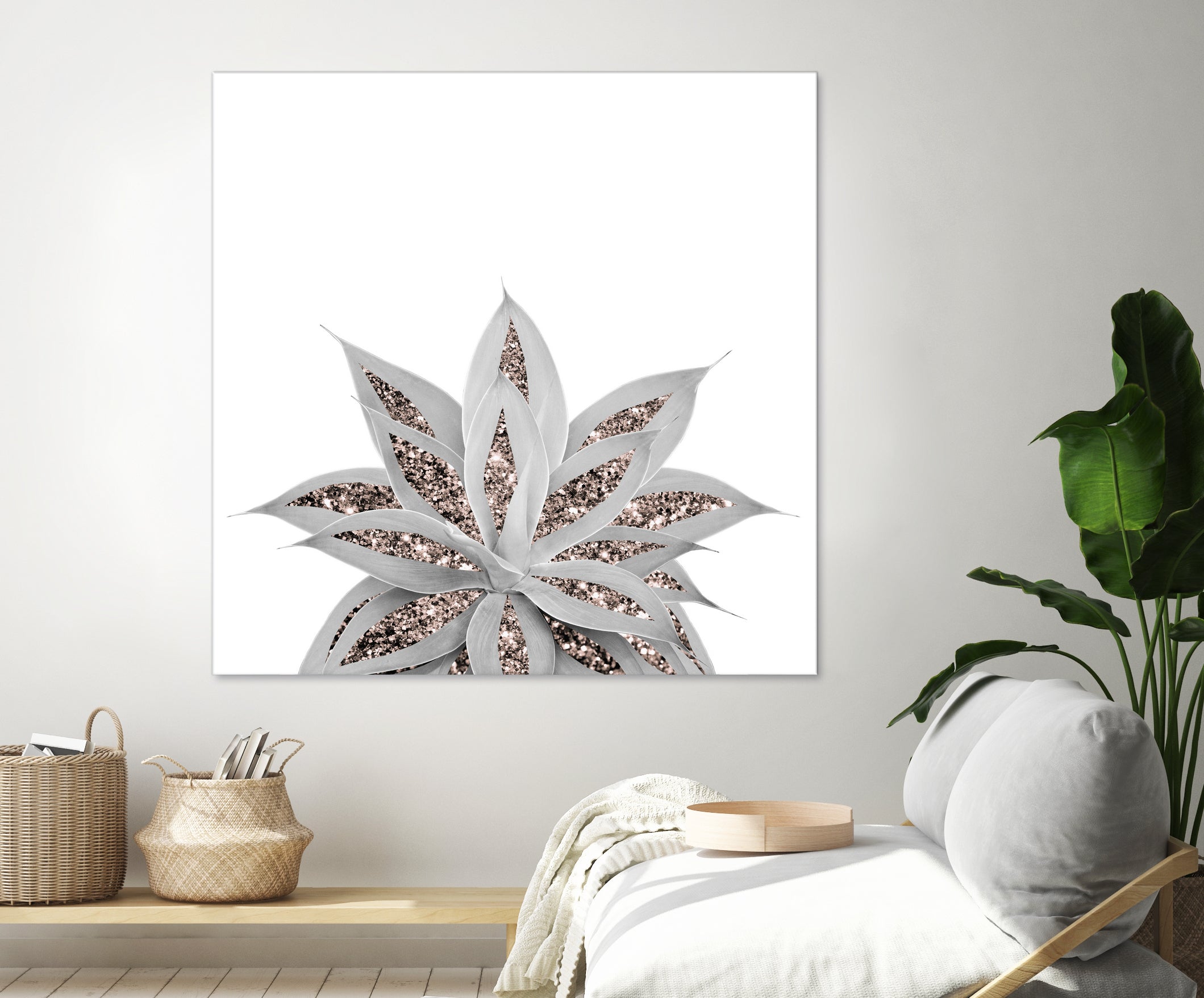 Gray Agave with Rose Gold Glitter #3 #shiny #tropical #decor by Anita & Bella Jantz on GIANT ART - gray photo illustration