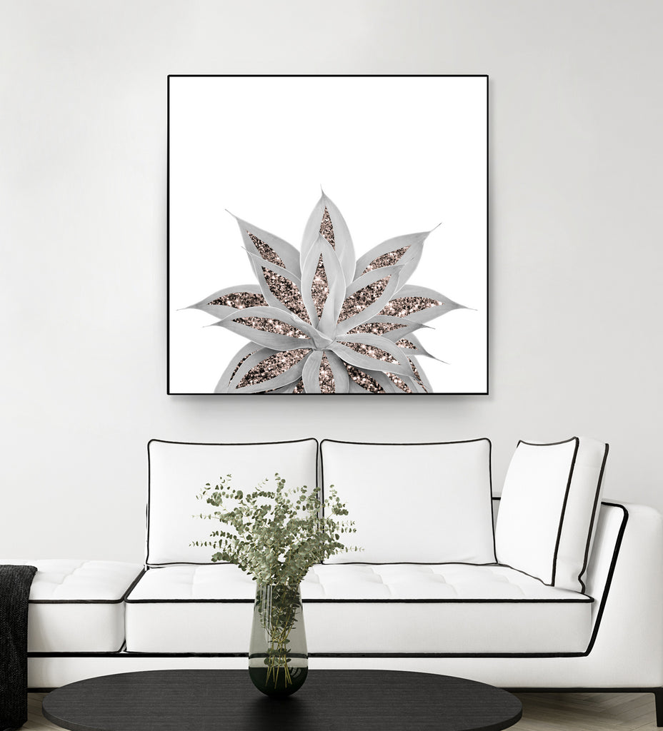 Gray Agave with Rose Gold Glitter #3 #shiny #tropical #decor by Anita & Bella Jantz on GIANT ART - gray photo illustration