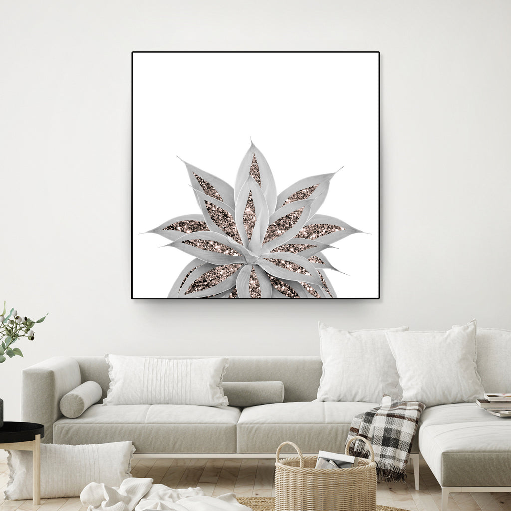 Gray Agave with Rose Gold Glitter #3 #shiny #tropical #decor by Anita & Bella Jantz on GIANT ART - gray photo illustration