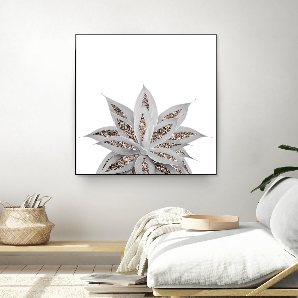 Gray Agave with Rose Gold Glitter #3 #shiny #tropical #decor by Anita & Bella Jantz on GIANT ART - gray photo illustration