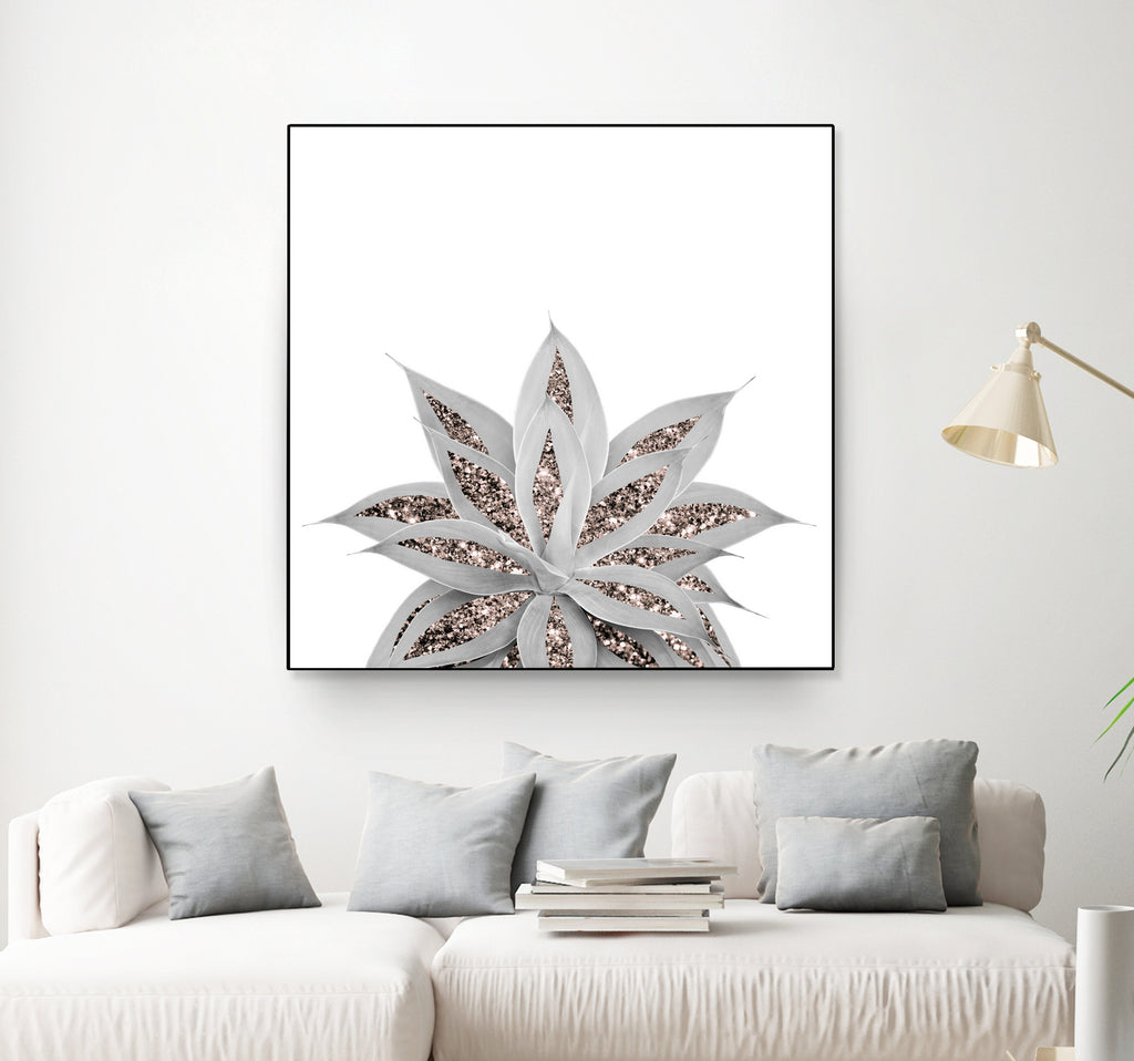 Gray Agave with Rose Gold Glitter #3 #shiny #tropical #decor by Anita & Bella Jantz on GIANT ART - gray photo illustration