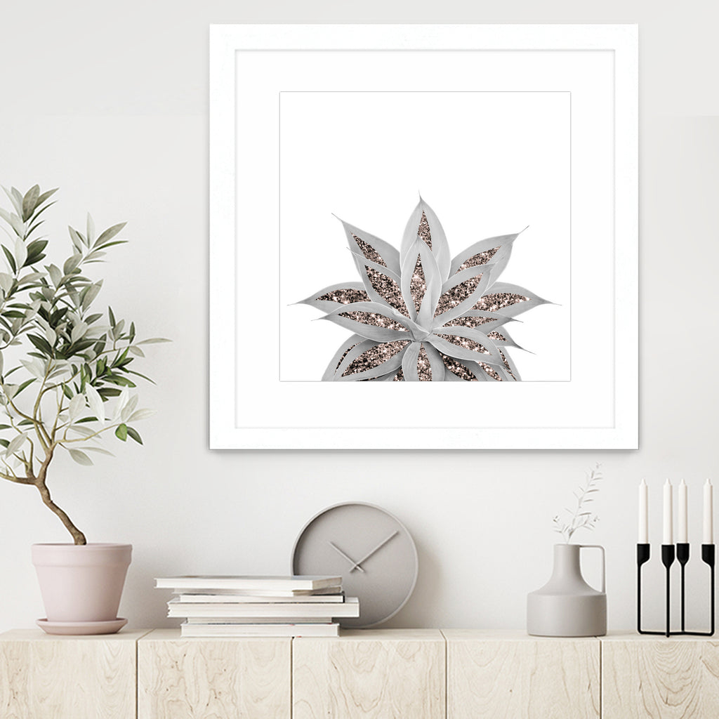 Gray Agave with Rose Gold Glitter #3 #shiny #tropical #decor by Anita & Bella Jantz on GIANT ART - gray photo illustration