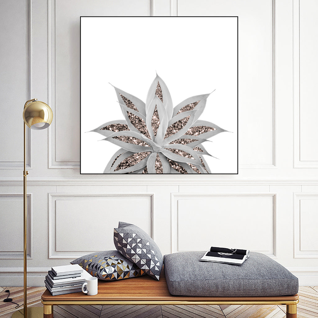 Gray Agave with Rose Gold Glitter #3 #shiny #tropical #decor by Anita & Bella Jantz on GIANT ART - gray photo illustration