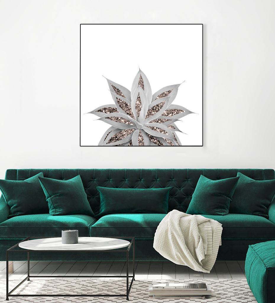 Gray Agave with Rose Gold Glitter #3 #shiny #tropical #decor by Anita & Bella Jantz on GIANT ART - gray photo illustration