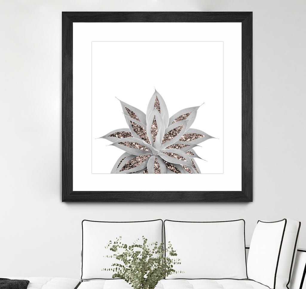 Gray Agave with Rose Gold Glitter #3 #shiny #tropical #decor by Anita & Bella Jantz on GIANT ART - gray photo illustration