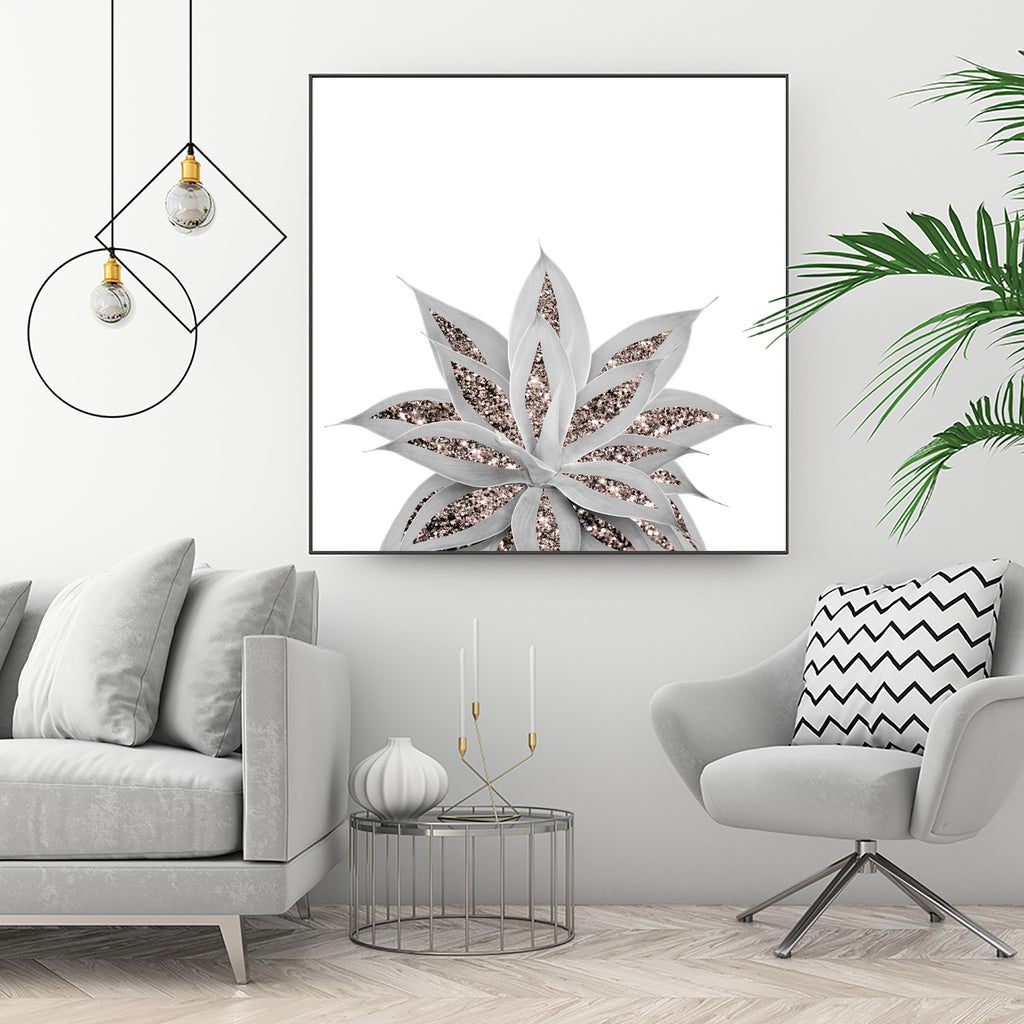 Gray Agave with Rose Gold Glitter #3 #shiny #tropical #decor by Anita & Bella Jantz on GIANT ART - gray photo illustration