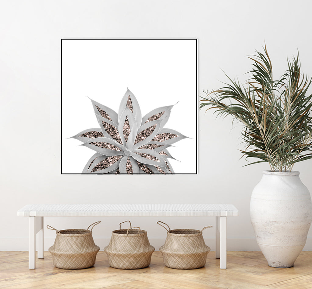 Gray Agave with Rose Gold Glitter #3 #shiny #tropical #decor by Anita & Bella Jantz on GIANT ART - gray photo illustration