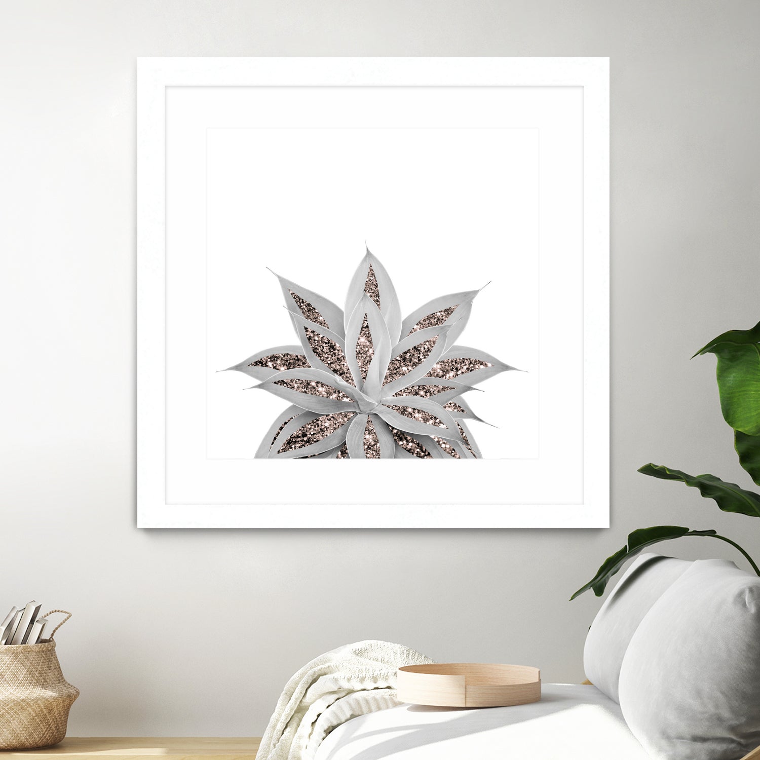 Gray Agave with Rose Gold Glitter #3 #shiny #tropical #decor by Anita & Bella Jantz on GIANT ART - gray photo illustration