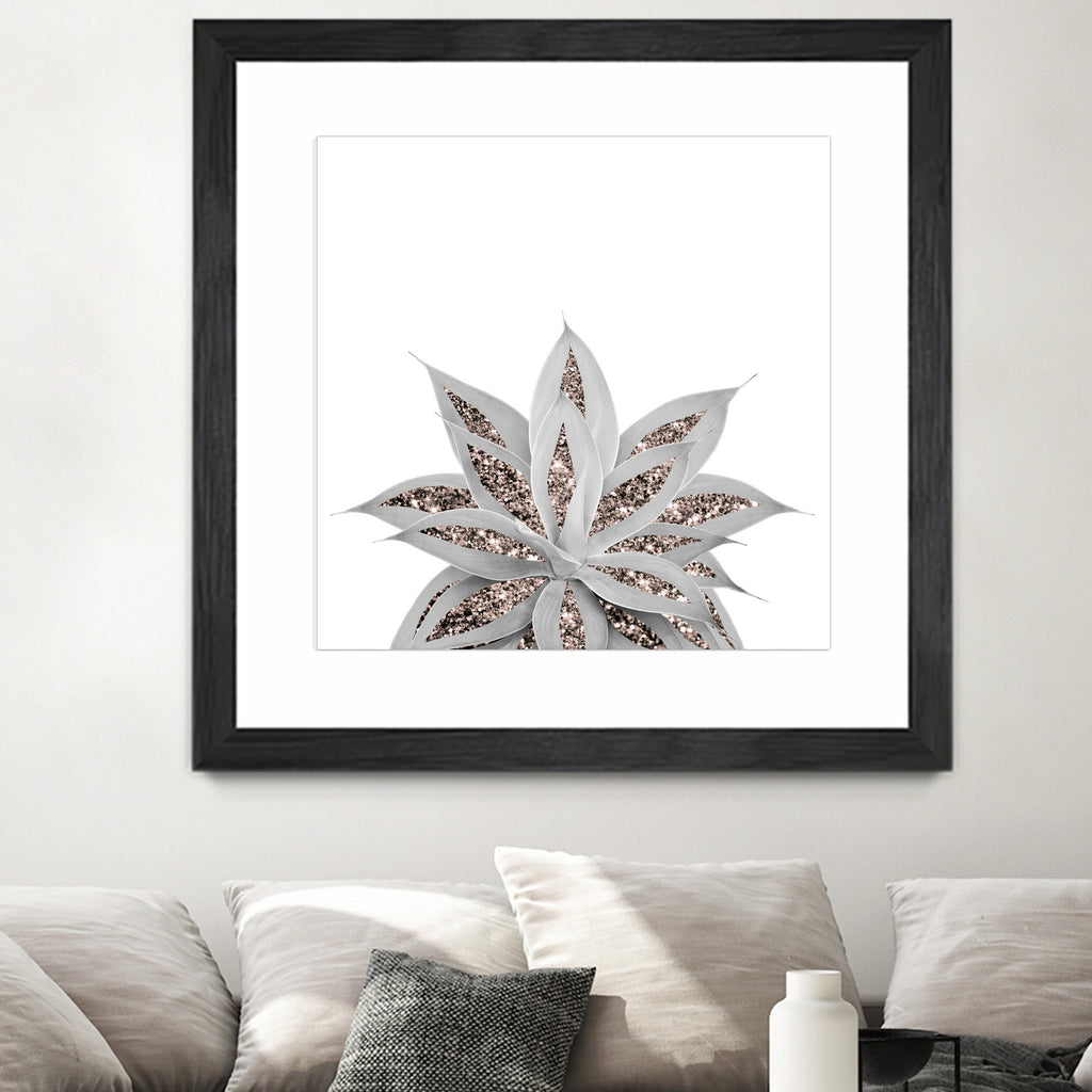 Gray Agave with Rose Gold Glitter #3 #shiny #tropical #decor by Anita & Bella Jantz on GIANT ART - gray photo illustration