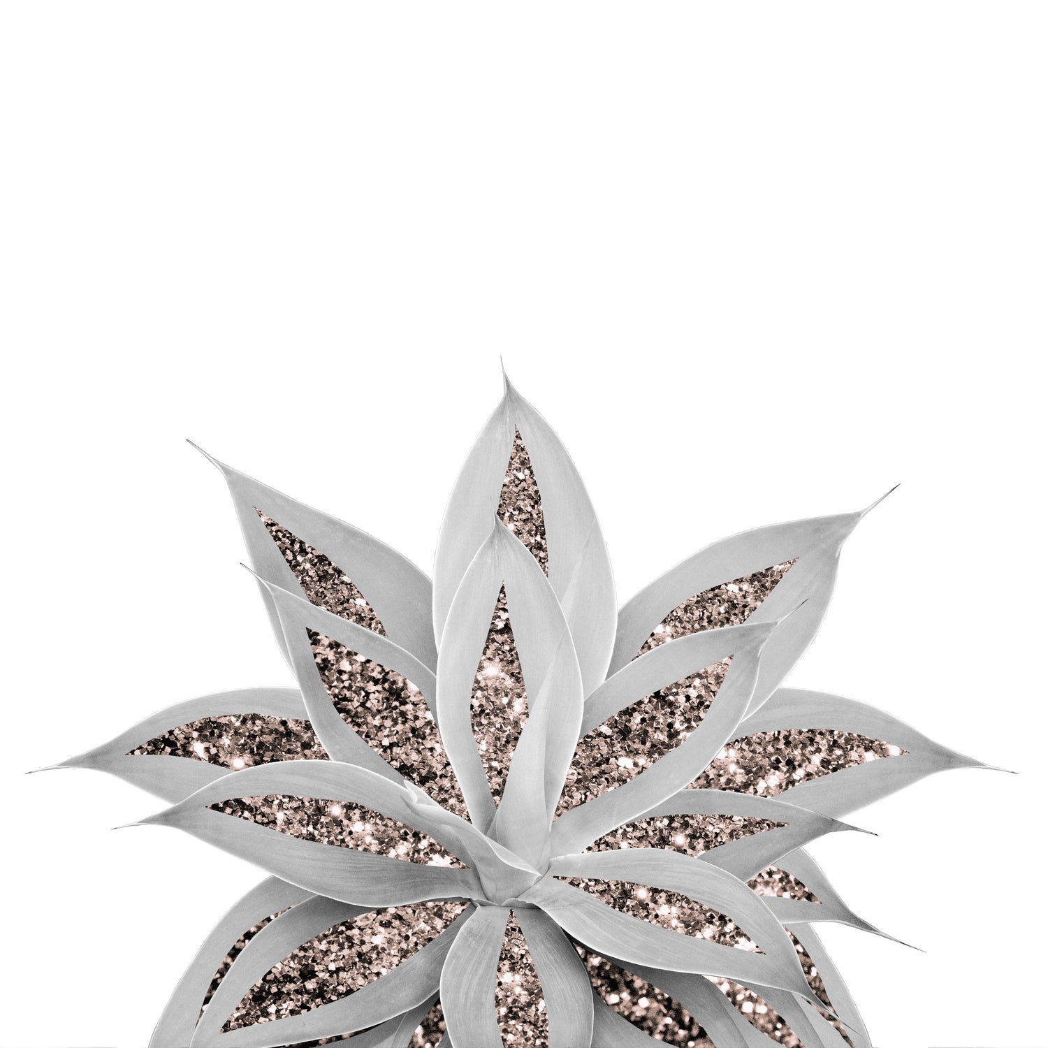 Gray Agave with Rose Gold Glitter #3 #shiny #tropical #decor by Anita & Bella Jantz on GIANT ART - gray photo illustration