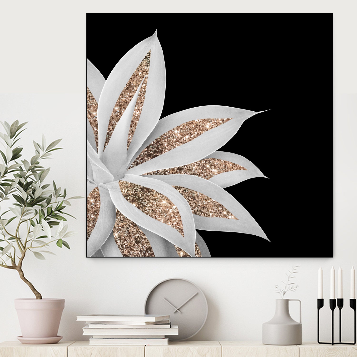 Agave Finesse Glitter Glam #6 #tropical #decor #art by Anita & Bella Jantz on GIANT ART - black photo illustration