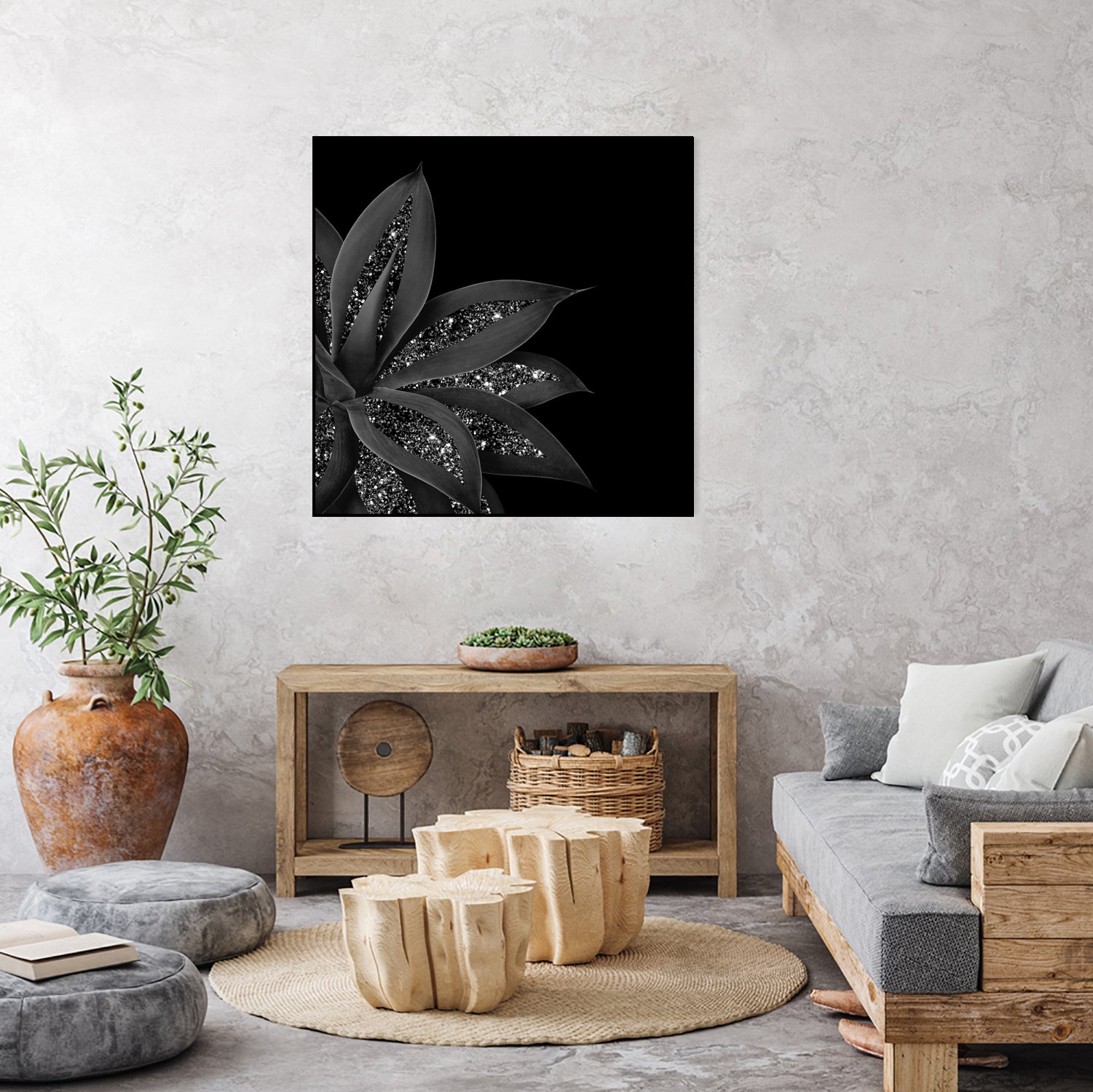 Agave Finesse Glitter Glam #7 #tropical #decor #art by Anita & Bella Jantz on GIANT ART - black photo illustration