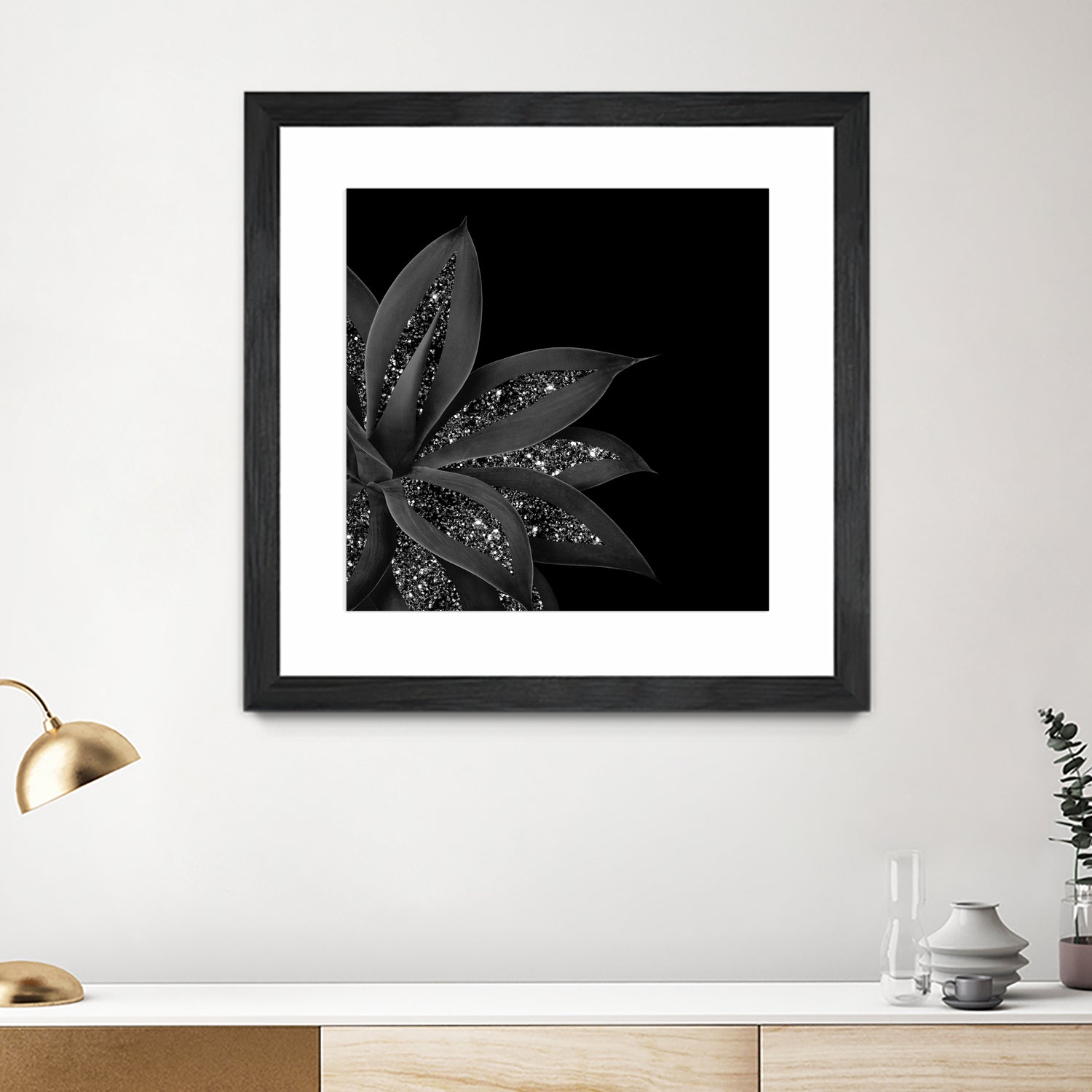 Agave Finesse Glitter Glam #7 #tropical #decor #art by Anita & Bella Jantz on GIANT ART - black photo illustration