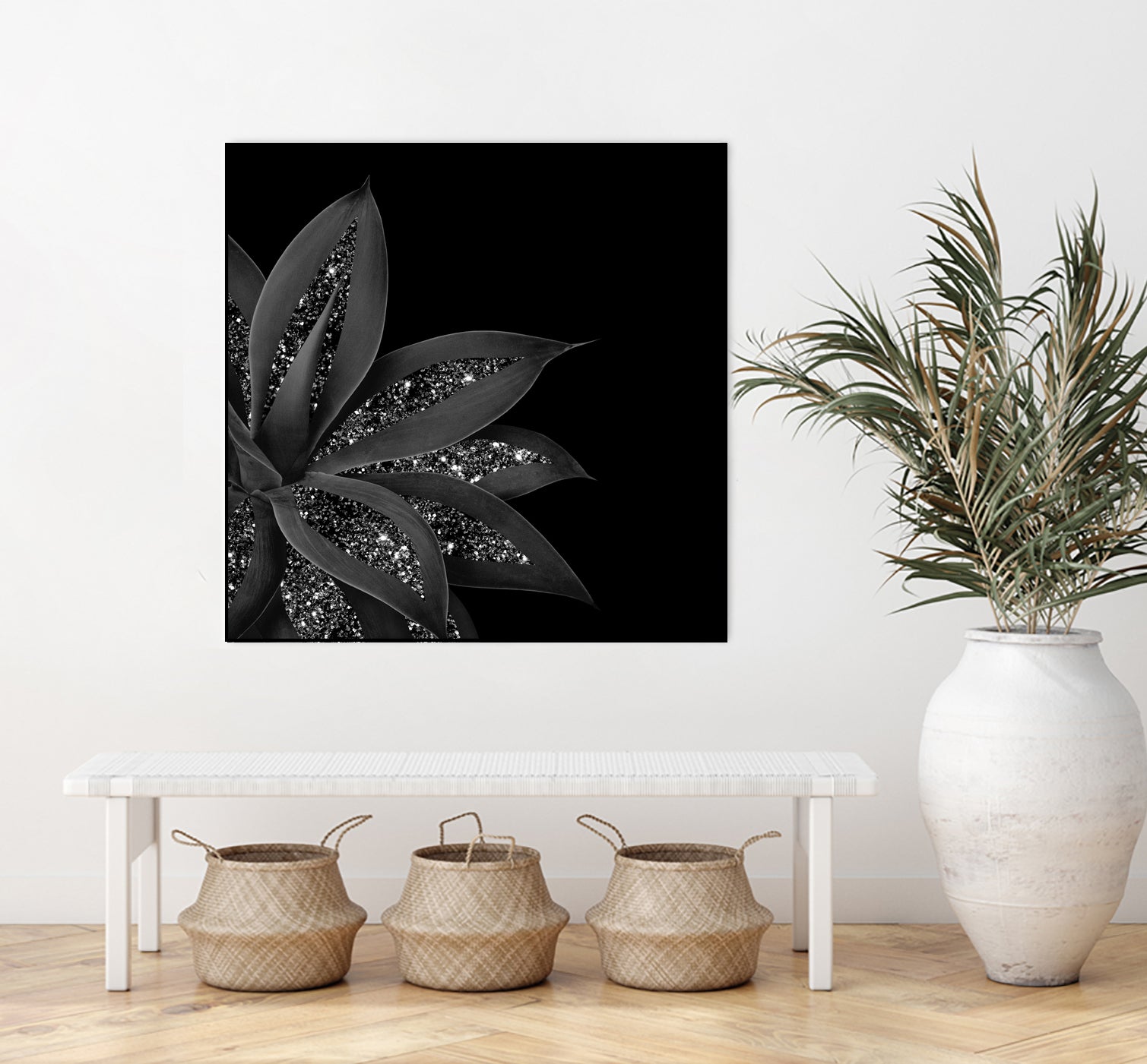 Agave Finesse Glitter Glam #7 #tropical #decor #art by Anita & Bella Jantz on GIANT ART - black photo illustration