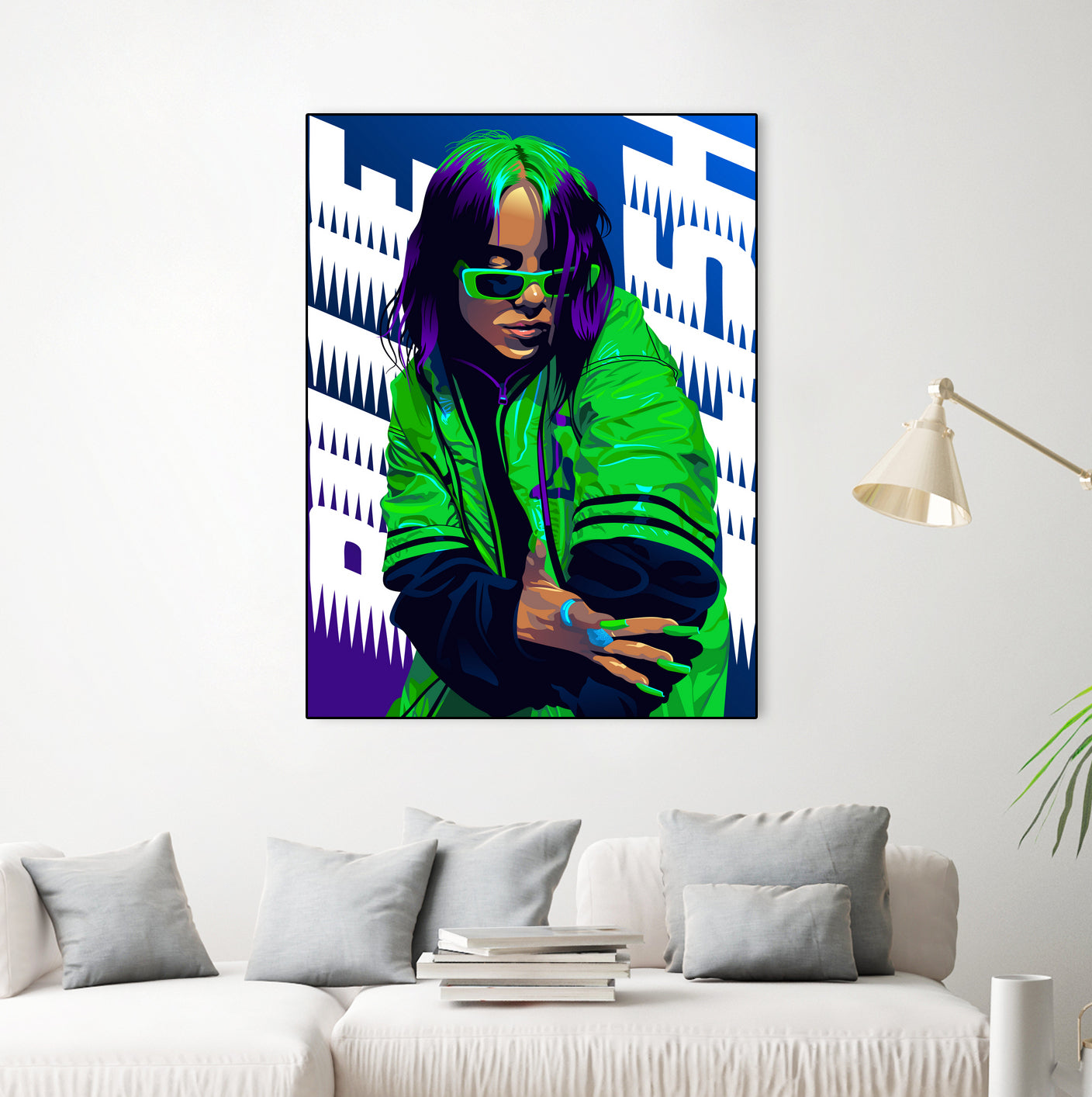 Billie Green Eilish by Laksana Ardie on GIANT ART - green digital painting