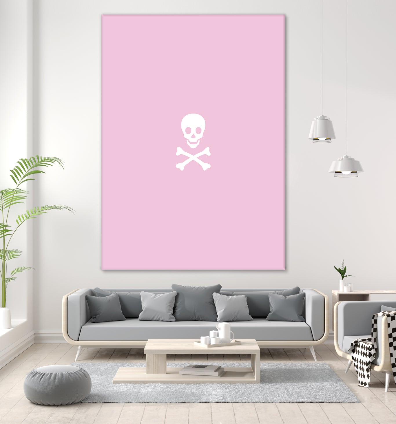 SKULL - LIGHT PINK & WHITE by Alexander Tonetti on GIANT ART - pink digital drawing