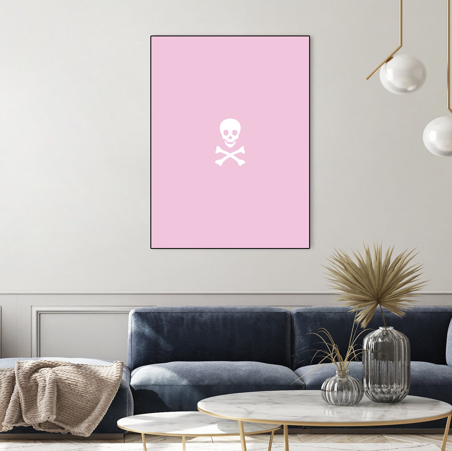 SKULL - LIGHT PINK & WHITE by Alexander Tonetti on GIANT ART - pink digital drawing