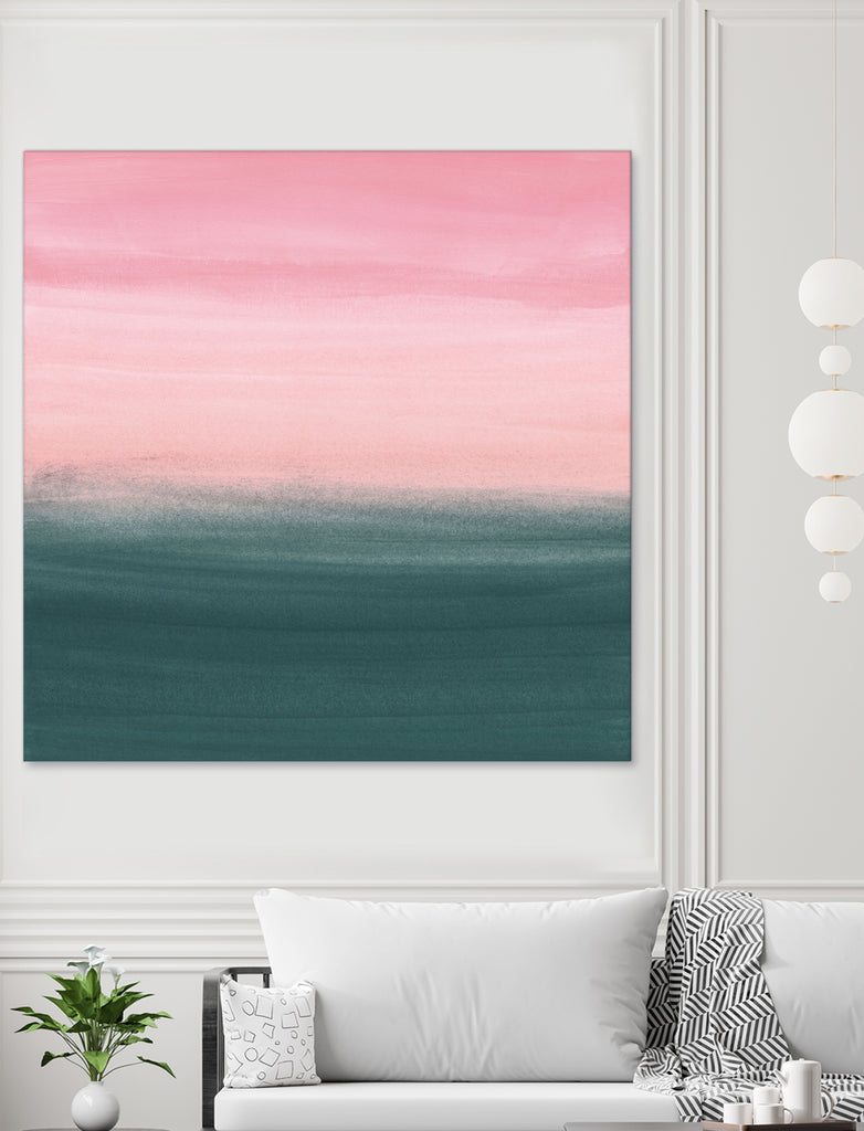 Touching Teal Pink Watercolor Abstract #1 #painting by Anita & Bella Jantz on GIANT ART - pink digital painting