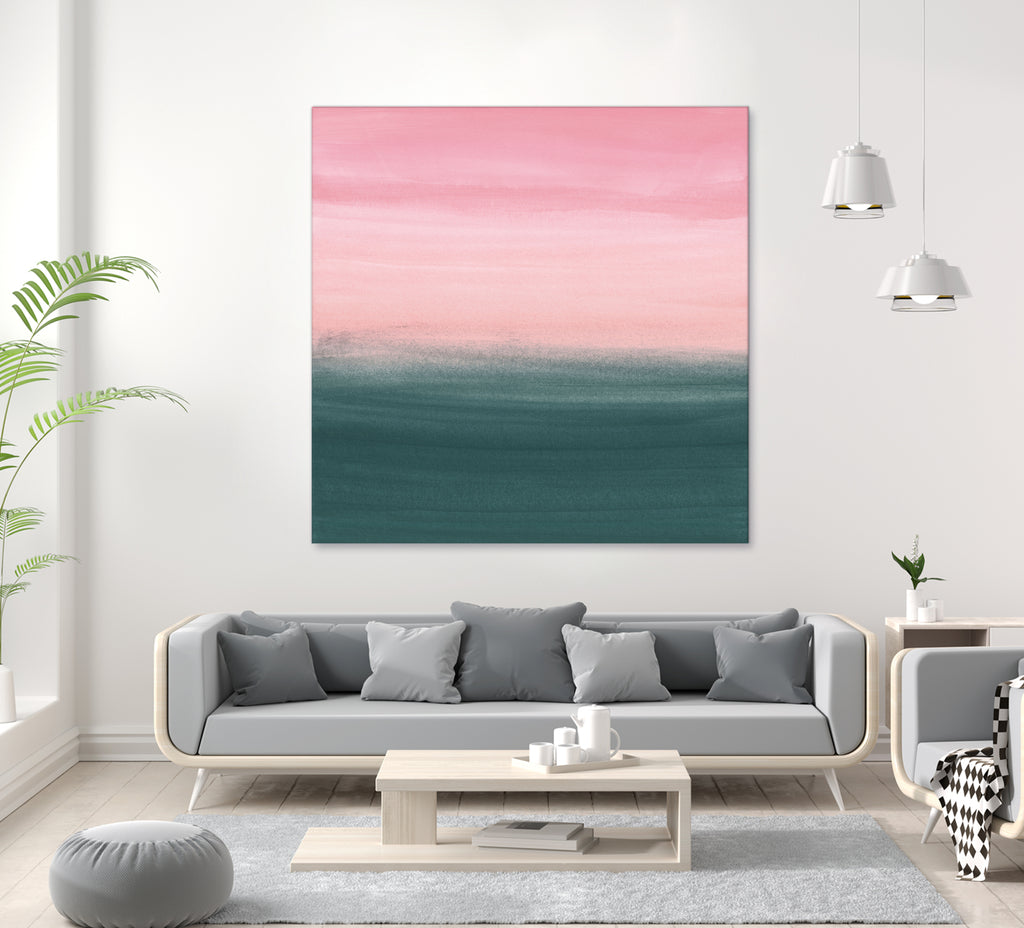 Touching Teal Pink Watercolor Abstract #1 #painting by Anita & Bella Jantz on GIANT ART - pink digital painting