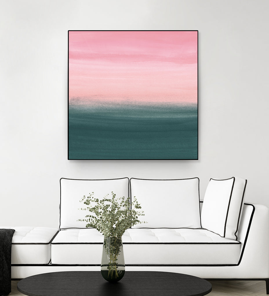 Touching Teal Pink Watercolor Abstract #1 #painting by Anita & Bella Jantz on GIANT ART - pink digital painting