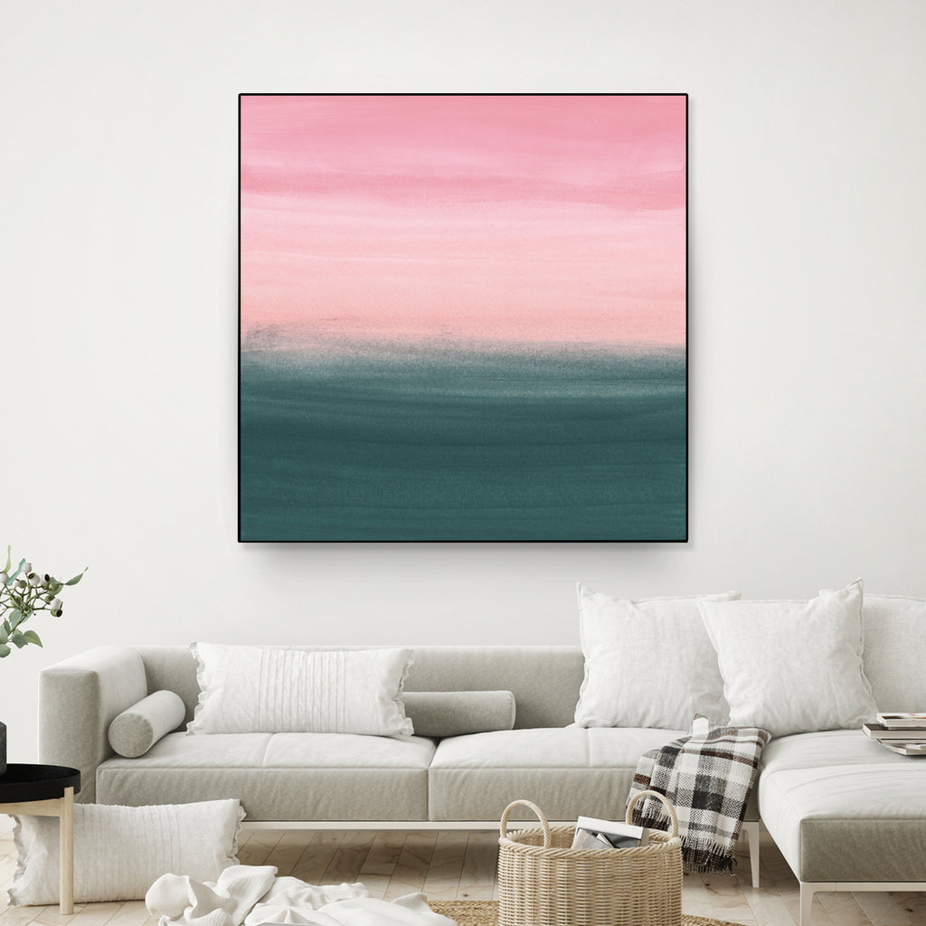 Touching Teal Pink Watercolor Abstract #1 #painting by Anita & Bella Jantz on GIANT ART - pink digital painting