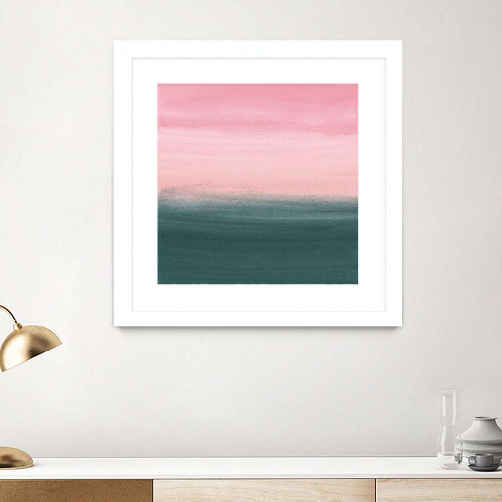 Touching Teal Pink Watercolor Abstract #1 #painting by Anita & Bella Jantz on GIANT ART - pink digital painting